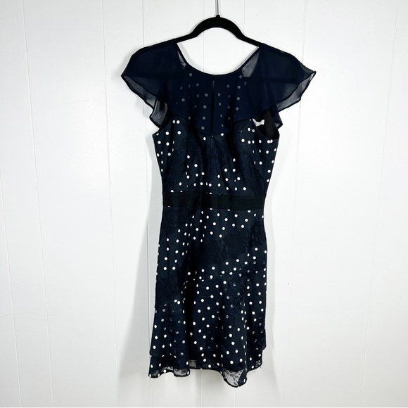 Harlyn Navy Polka Dot & Lace Sleeveless Mini Dress Extra Small - Picture 1 of 9